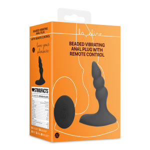 Loveline Beaded Vibrating Anal Plug with Remote Control - Licorice Black