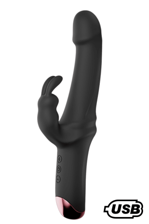 Coeur Ardent PLAYER, Vibromasseur Rabbit USB, silicone médical doux et lisse, doté de 10 modes de vibration