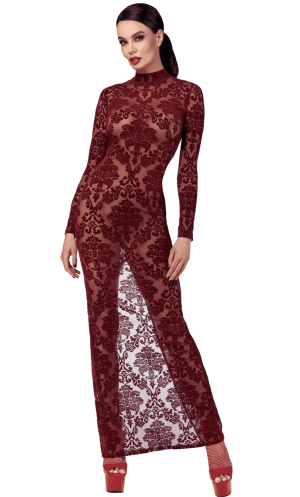 Noir HandMade F383 Kink Royal longue robe Bordeaux