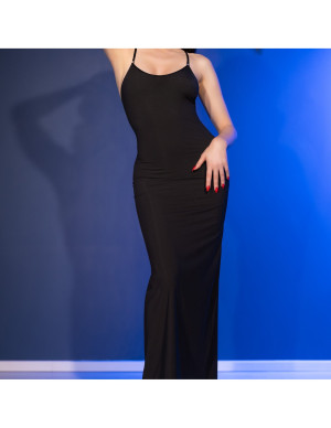 Chilirose Robe longue avec strass et dos élastique Noir
