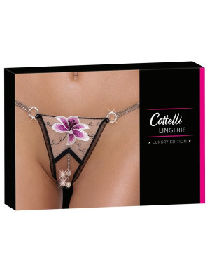 Cottelli LINGERIE String ouvert en tulle avec perles Noir