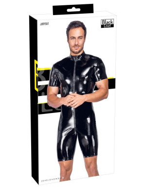 Black Level Combinaison courte en vinyle brillant avec zip 3 voies Noir