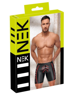 NEK Shorts à bandes rouges et empiècements en mesh Noir