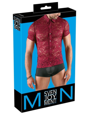 Svenjoyment Chemise transparent en dentelle rouge foncé Rouge