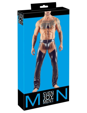 Svenjoyment Chaps & String en imitation cuir Noir