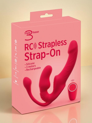 Strapless Strap-On Vibromasseur Strapless Triple Teaser rechargeable en silicone doux