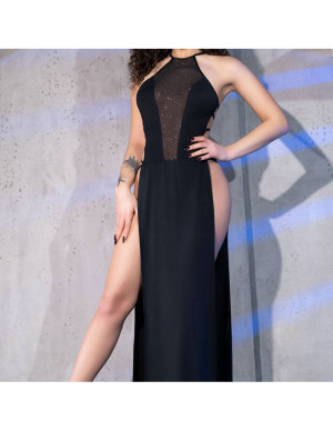 Chilirose Robe longue et tanga CR-4391 Noir