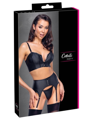 Cottelli PARTY Ensemble porte-jarretelles noir avec zip scintillant Noir