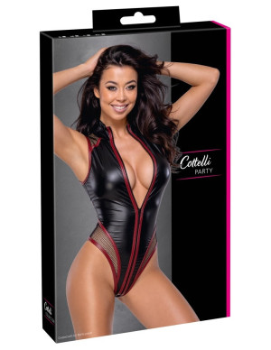 Cottelli PARTY Body style mat avec empiècements en résille et fermeture éclair Noir
