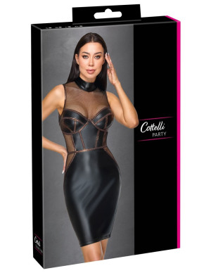 Cottelli PARTY Robe ajustée mi-longue avec col montant et détails en filet Noir