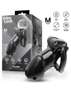 DOMLOCK Cage pour pénis avec cadenas interne et anneaux ajustables
