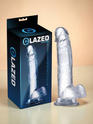 GLAZED Dildo réaliste flexible avec ventouse 18 cm en matériau cristallin