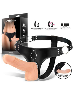 HARNESS COLLECTION LATETOBED Sparo Harnais avec 2 dildos réalistes démontables