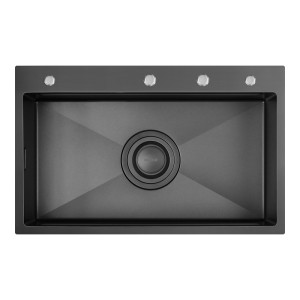 Higold 952330 konyhai mosogatótálca 770 x 480 mm, rozsdamentes acél, PVD Nano bevonat, kő textúra, hagyományos beépítés, kiegészitőkkel, Gunmetal