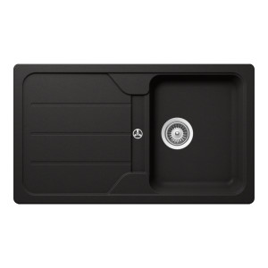 Schock Formhaus D-100 konyhai mosogatótálca Cristalite Nero 860 x 500 mm, gránit kompozit, megfordítható, hagyományos beépítés, fekete