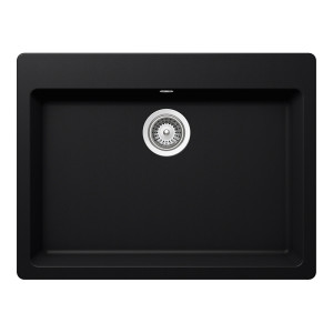 Schock Galaxy N-100L konyhai mosogatótálca Cristadur Puro 700 x 530 mm, gránit kompozit, hagyományos beépítés, intenzív fekete