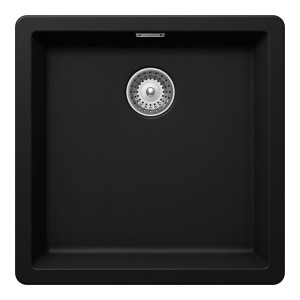 Schock Greenwich N-100 konyhai mosogatótálca Cristadur Puro 456 x 456 mm, gránit kompozit, hagyományos beépítés/munkalap alá építés, intenzív fekete