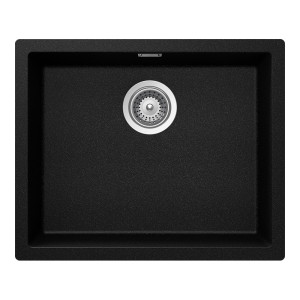 Schock Kaia N-100L Cristadur Magma konyhai mosogatótálca, gránit kompozit, csillogó fekete, 556 x 456 mm, munkalapra/munkalap alá/szintbe építés