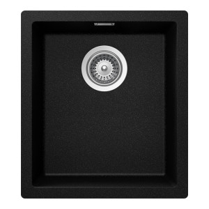 Schock Kaia N-100S Cristadur Magma konyhai mosogatótálca, gránit kompozit, csillogó fekete, 406 x 456 mm, munkalapra/munkalap alá/szintbe építés