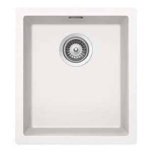 Schock Kaia N-100S Cristadur Polaris konyhai mosogatótálca, gránit kompozit, hófehér, 406 x 456 mm, munkalapra/munkalap alá/szintbe építés