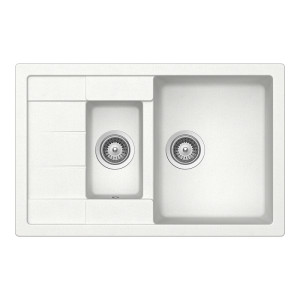 Schock Manhattan D-150S konyhai mosogatótálca Cristalite Alpina 780 x 500 mm, gránit kompozit, megfordítható, hagyományos beépítés, fehér