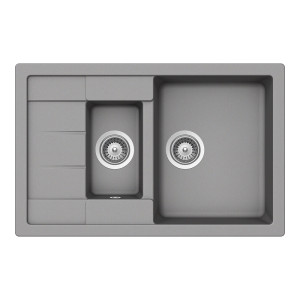 Schock Manhattan D-150S konyhai mosogatótálca Cristalite Croma 780 x 500 mm, gránit kompozit, megfordítható, hagyományos beépítés, szürke