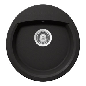 Schock Manhattan R-100 konyhai mosogatótálca Cristalite Nero 470 x 490 mm, gránit kompozit, hagyományos beépítés, fekete
