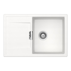 Schock Mono D-100 konyhai mosogatótálca Cristadur Polaris 765 x 510 mm, gránit kompozit, megfordítható, hagyományos beépítés, hófehér