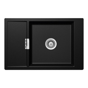 Schock Mono D-100XS konyhai mosogatótálca Cristadur Magma 780 x 510 mm, gránit kompozit, megfordítható, hagyományos beépítés, metalizált fekete