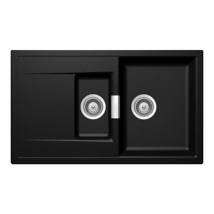 Schock Mono D-150 konyhai mosogatótálca Cristadur Magma 860 x 510 mm, gránit kompozit, megfordítható, hagyományos beépítés, metalizált fekete