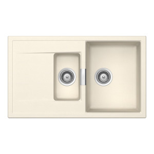 Schock Mono D-150 konyhai mosogatótálca Cristadur Magnolia 860 x 510 mm, gránit kompozit, megfordítható, hagyományos beépítés, krémfehér