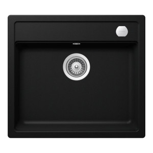 Schock Mono N-100 konyhai mosogatótálca Cristadur Puro 570 x 510 mm lefolyó távműködtetővel, gránit kompozit, hagyományos beépítés, intenzív fekete