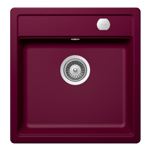 Schock Mono N-100S konyhai mosogatótálca Cristadur Berry 490 x 510 mm lefolyó távműködtetővel, gránit kompozit, hagyományos beépítés, bogyószín