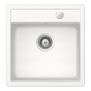 Schock Mono N-100S konyhai mosogatótálca Cristadur Polaris 490 x 510 mm lefolyó távműködtetővel, gránit kompozit, hagyományos beépítés, hófehér