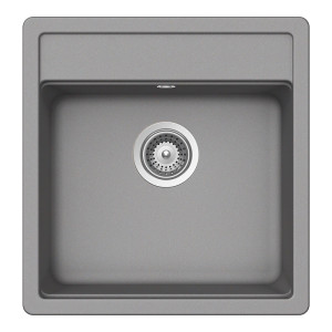 Schock Nemo N-100S konyhai mosogatótálca Cristalite Croma 490 x 510 mm, gránit kompozit, hagyományos beépítés, szürke