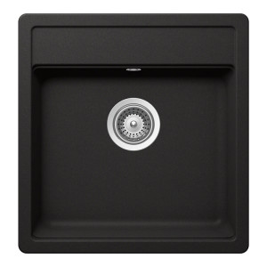 Schock Nemo N-100S konyhai mosogatótálca Cristalite Nero 490 x 510 mm, gránit kompozit, hagyományos beépítés, fekete