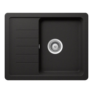 Schock Pinedo D-100XS konyhai mosogatótálca Cristalite Nero 620 x 500 mm, gránit kompozit, megfordítható, hagyományos beépítés, fekete