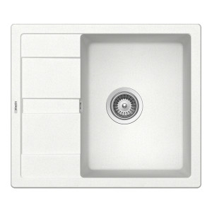 Schock Ronda D-100 konyhai mosogatótálca Cristalite Alpina 580 x 500 mm, gránit kompozit, megfordítható, hagyományos beépítés, fehér