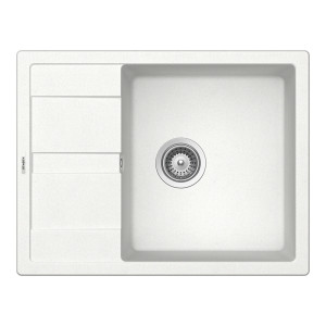 Schock Ronda D-100L konyhai mosogatótálca Cristalite Alpina 650 x 500 mm, gránit kompozit, megfordítható, hagyományos beépítés, fehér