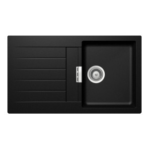 Schock Signus D-100 konyhai mosogatótálca Cristadur Magma 860 x 500 mm, gránit kompozit, megfordítható, hagyományos beépítés, metalizált fekete