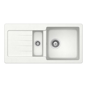 Schock Typos D-150S konyhai mosogatótálca Cristalite Alpina 860 x 435 mm, gránit kompozit, megfordítható, hagyományos beépítés, fehér