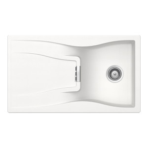Schock Waterfall D-100 konyhai mosogatótálca Cristadur Polaris 860 x 500 mm, gránit kompozit, megfordítható, hagyományos beépítés, hófehér