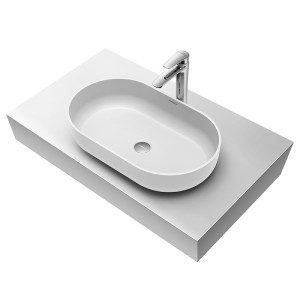 Higold 936002W mosdókagyló, kompozit, 600 x 360 mm, ovális, pultra szerelhető, matt fehér