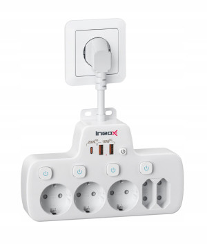 Rozdzielacz Listwa Wielofunkcyjna 5xAC 3xUSB PD20W QC18 Ineox LZW-5UW