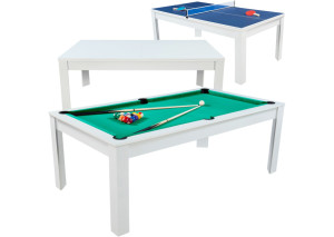Catenaccio Billard convertible 7FT Prego Blanc éclatant tapis vert anglais
