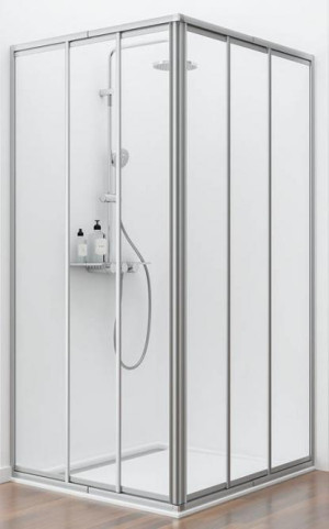 Schulte Dusche Kristall/Trend Eckeinstieg variabel 1850x735-900 mm 3 mm Echtglas Klar, Profilfarbe alunatur