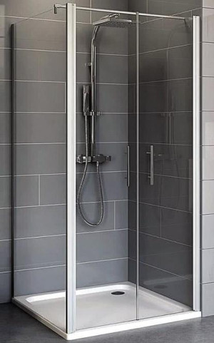 Schulte Duschkabine Alexa Style 2.0 Pendeltür mit Seitenwand 1920x800x900 mm, 5 mm Echtglas Klar, Profilfarbe alpinweiß