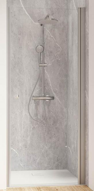 Schulte Garant 2.0 Drehtür für Nische 6 mm Echtglas Klar 2000x750 mm, Profilfarbe alunatur, Anschlag rechts