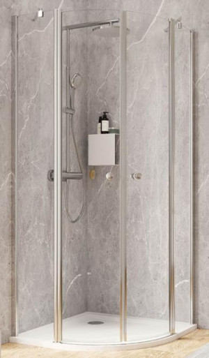 Schulte Garant 2.0 Viertelkreisdusche 4-teilig Radius 550 mm 2000x900x1000 mm, 6 mm Echtglas Klar, Profilfarbe chromoptik