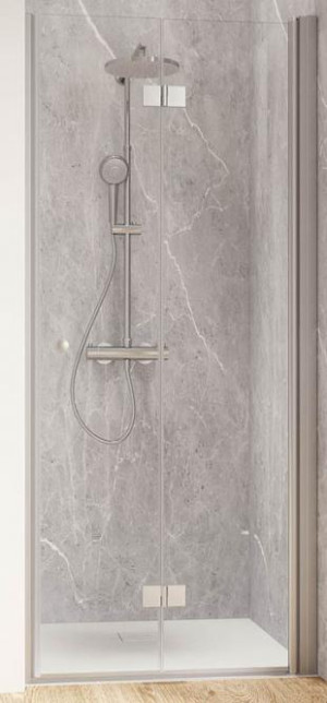 Schulte Garant 2.0 Drehfalttür für Nische 6 mm Echtglas Klar 2000x800 mm, Profilfarbe alunatur, Anschlag rechts
